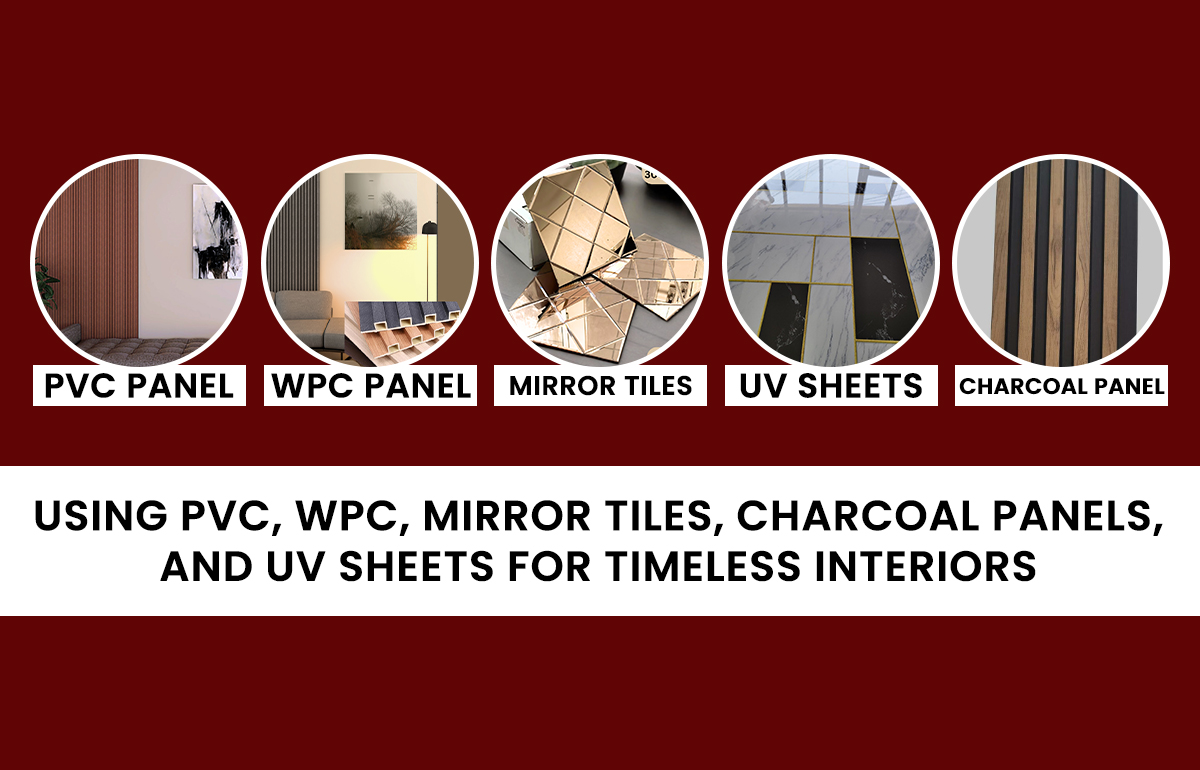 PVC WPC Mirror Tiles Charcoal Panels and UV Sheets